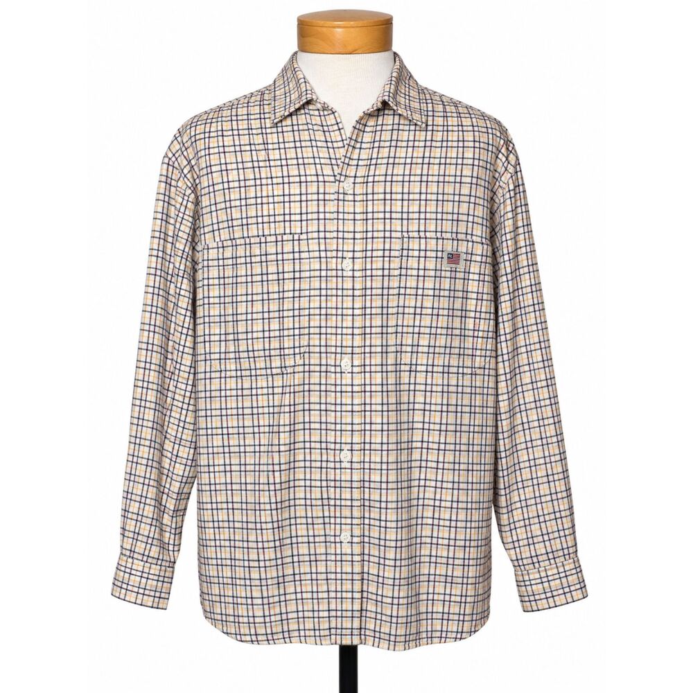 90s Polo Jeans Co Ralph Lauren Mens Large Brushed Cotton Plaid Shirt Tattersall